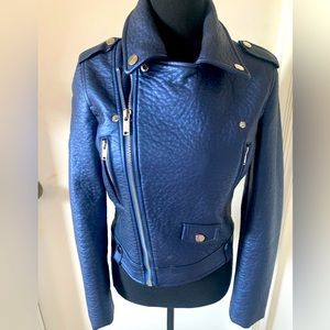 Forever 21 Electric Blue Faux Leather Moto Jacket